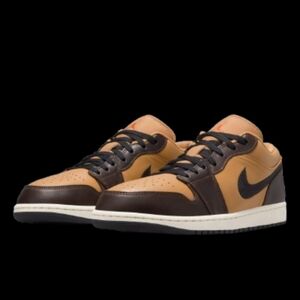 Nike Air Jordan 1 Low SE Womens/Kids Baroque Brown Flax Black Vintage Coral